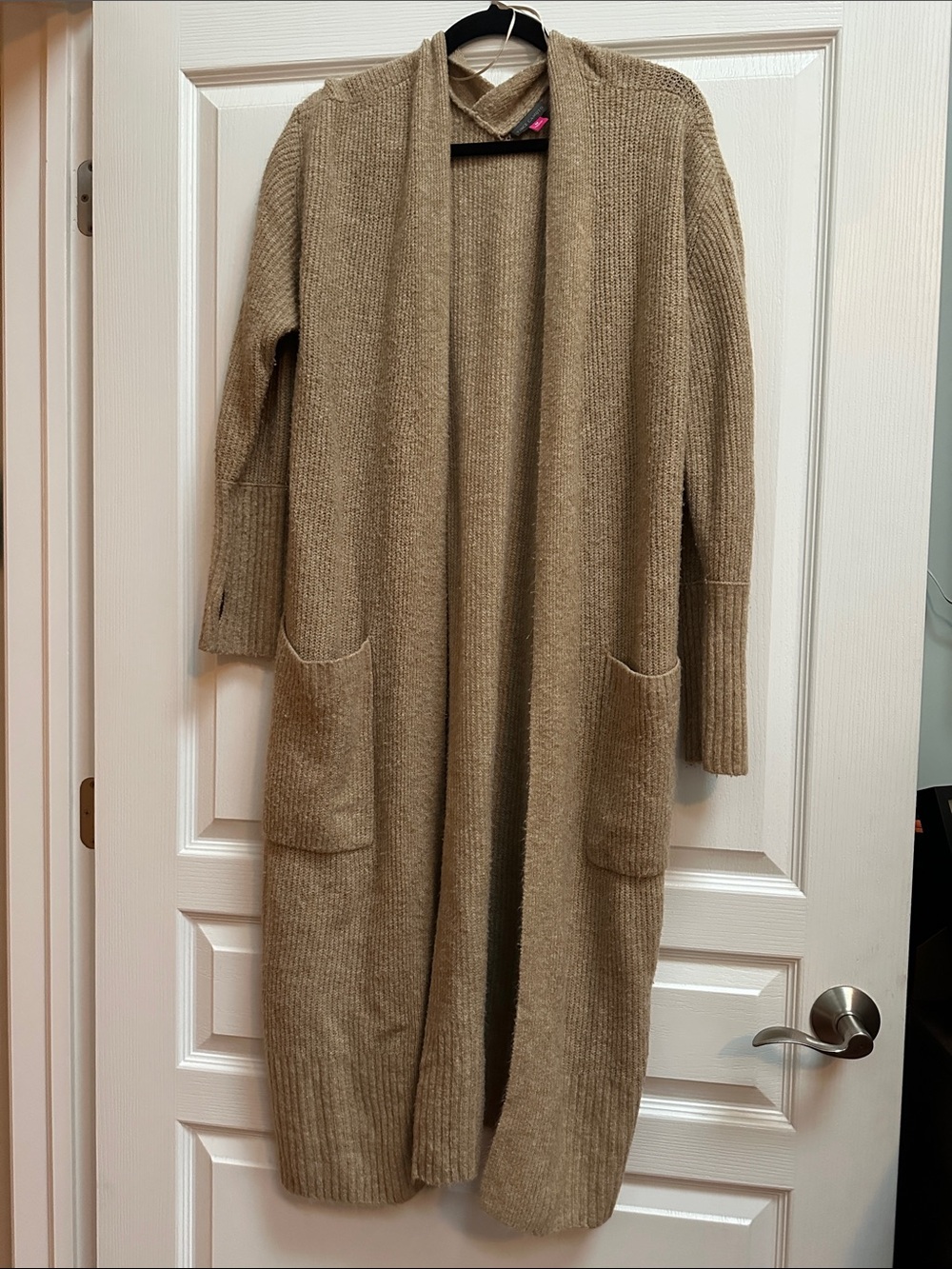 Vince Camuto Long Open-Front Cardigan Sweater - Tan